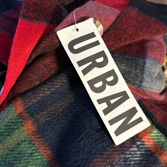 💎RARE💎🆕URBAN OUTFITTERS ‘Renewal’ Mixed Plaid Flannel Poncho, OS - Picture 6 of 9